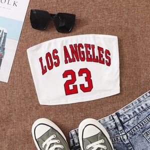 EZwear Letter Graphic Crop Tube Top